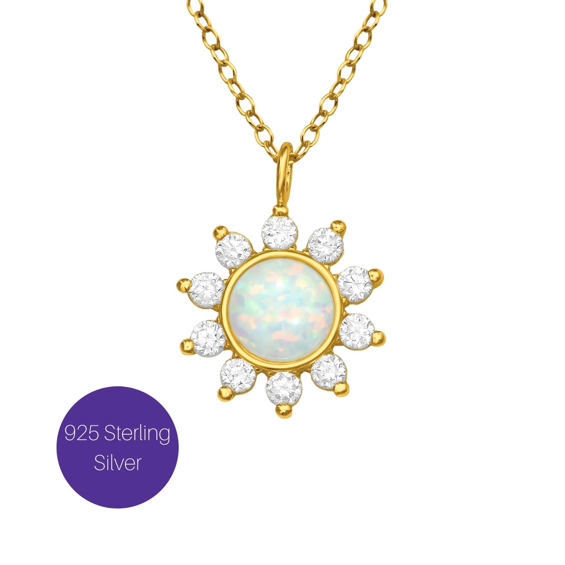 Sunburst Opalite Necklace in Gold