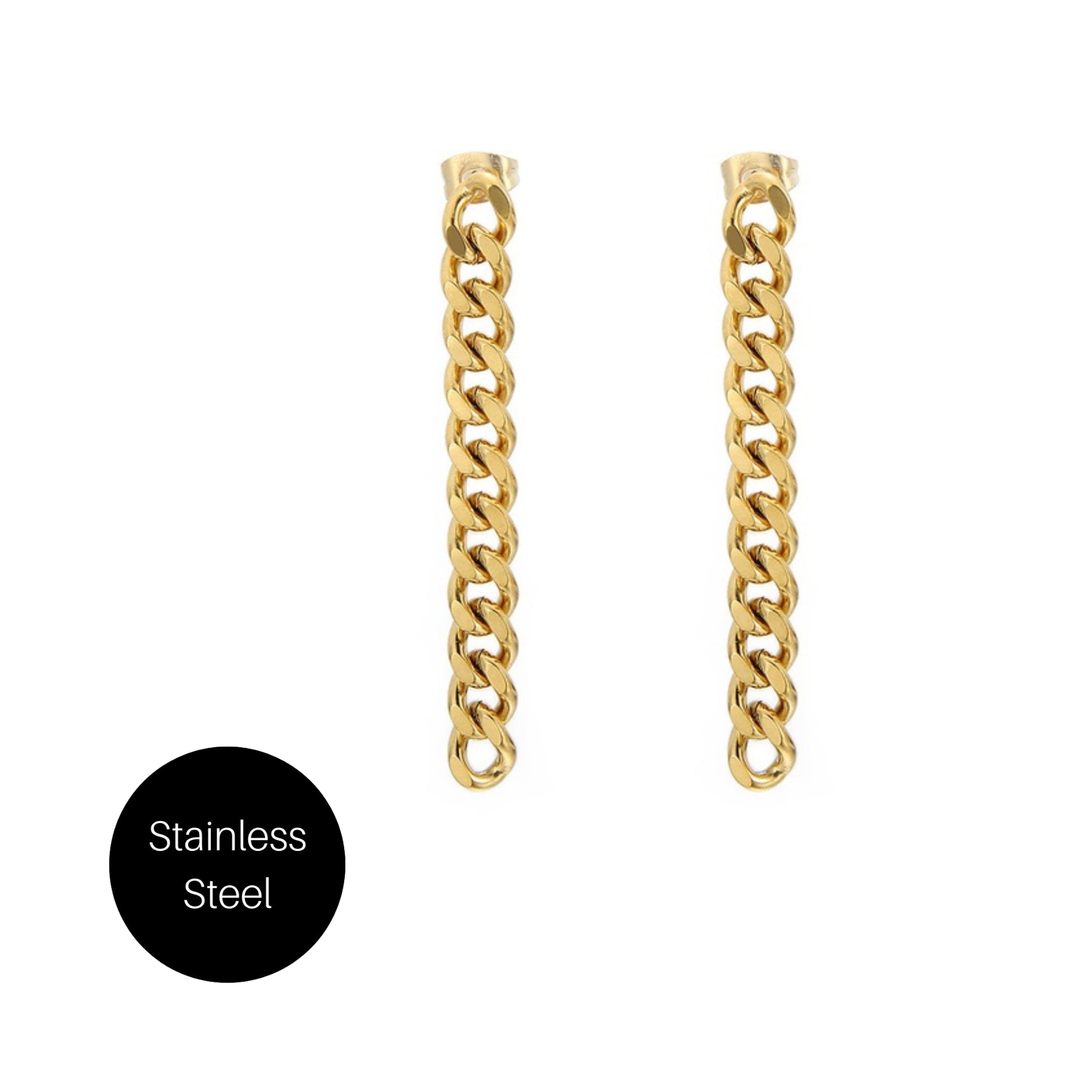 Chain Earrings in Gold (6mm) Besom Boutique