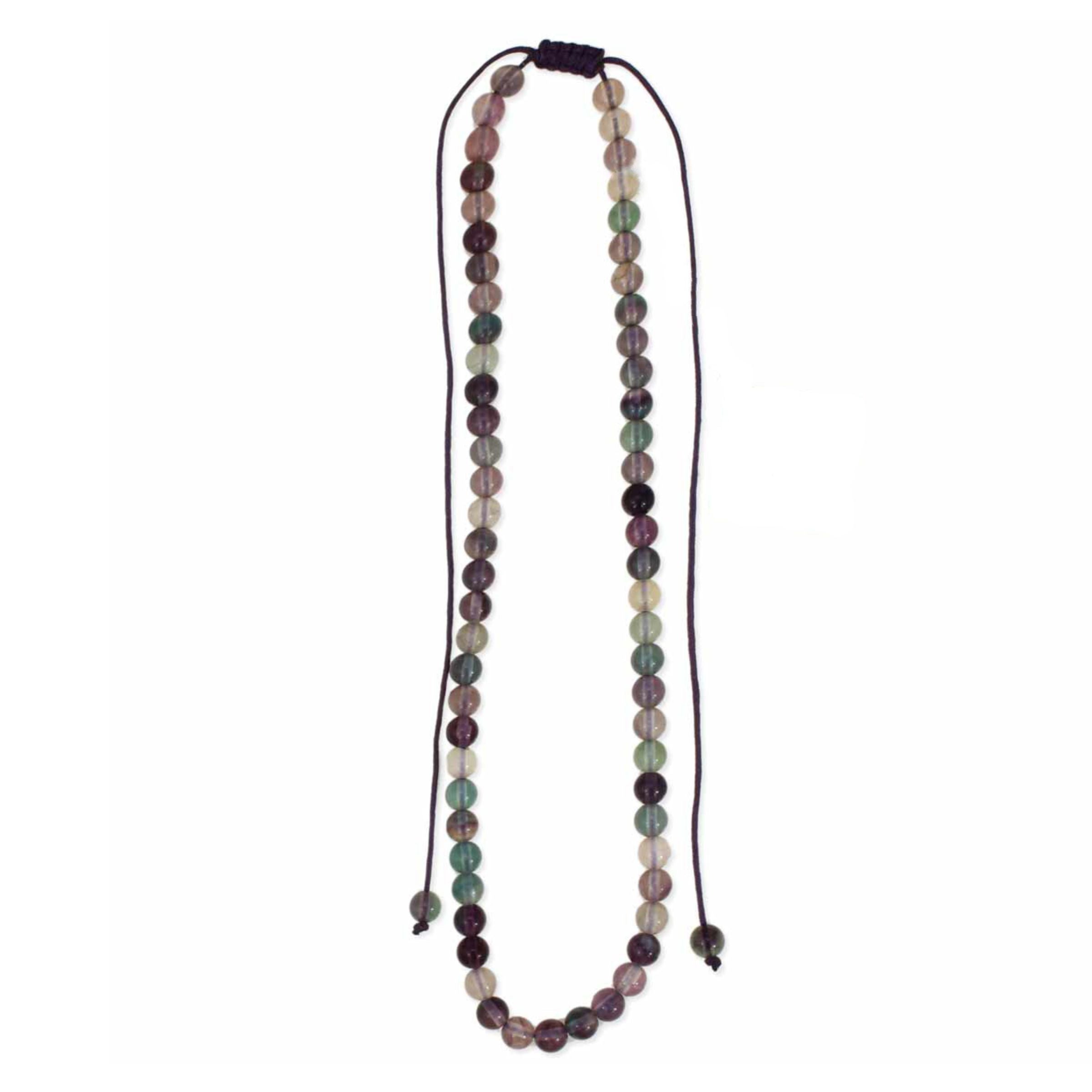 Fluorite Beaded Pull Cord Necklace Besom Boutique